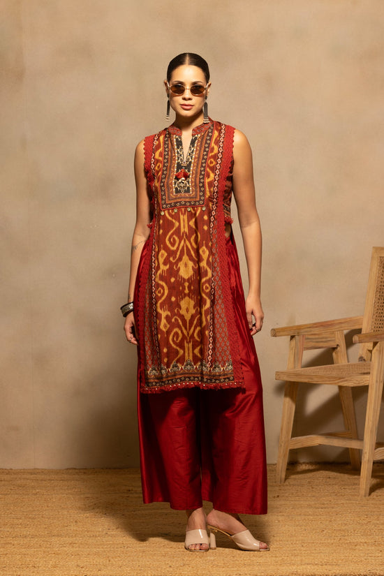 Rust Printed Kurta 2 Pcs Set