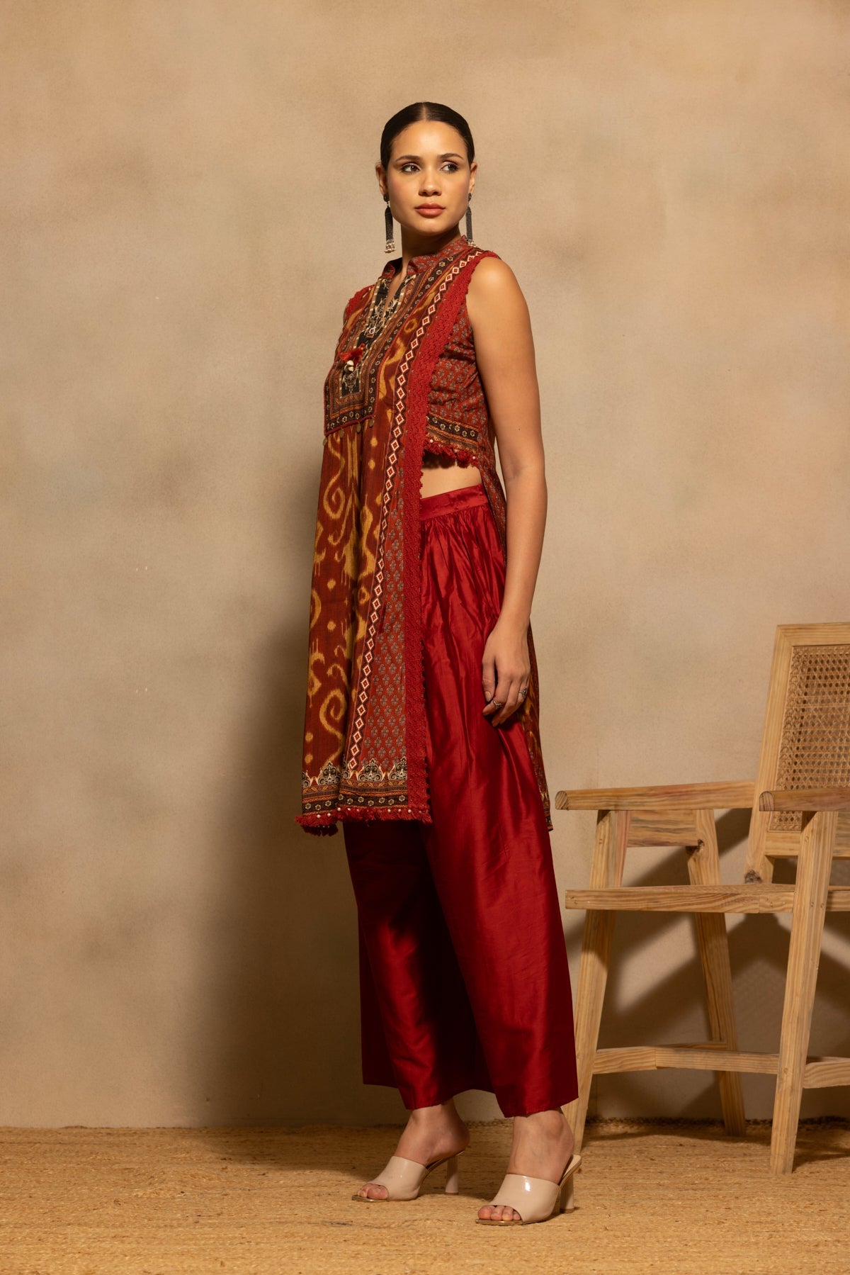 Rust Printed Kurta 2 Pcs Set