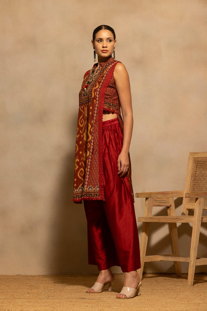 Rust Printed Kurta 2 Pcs Set