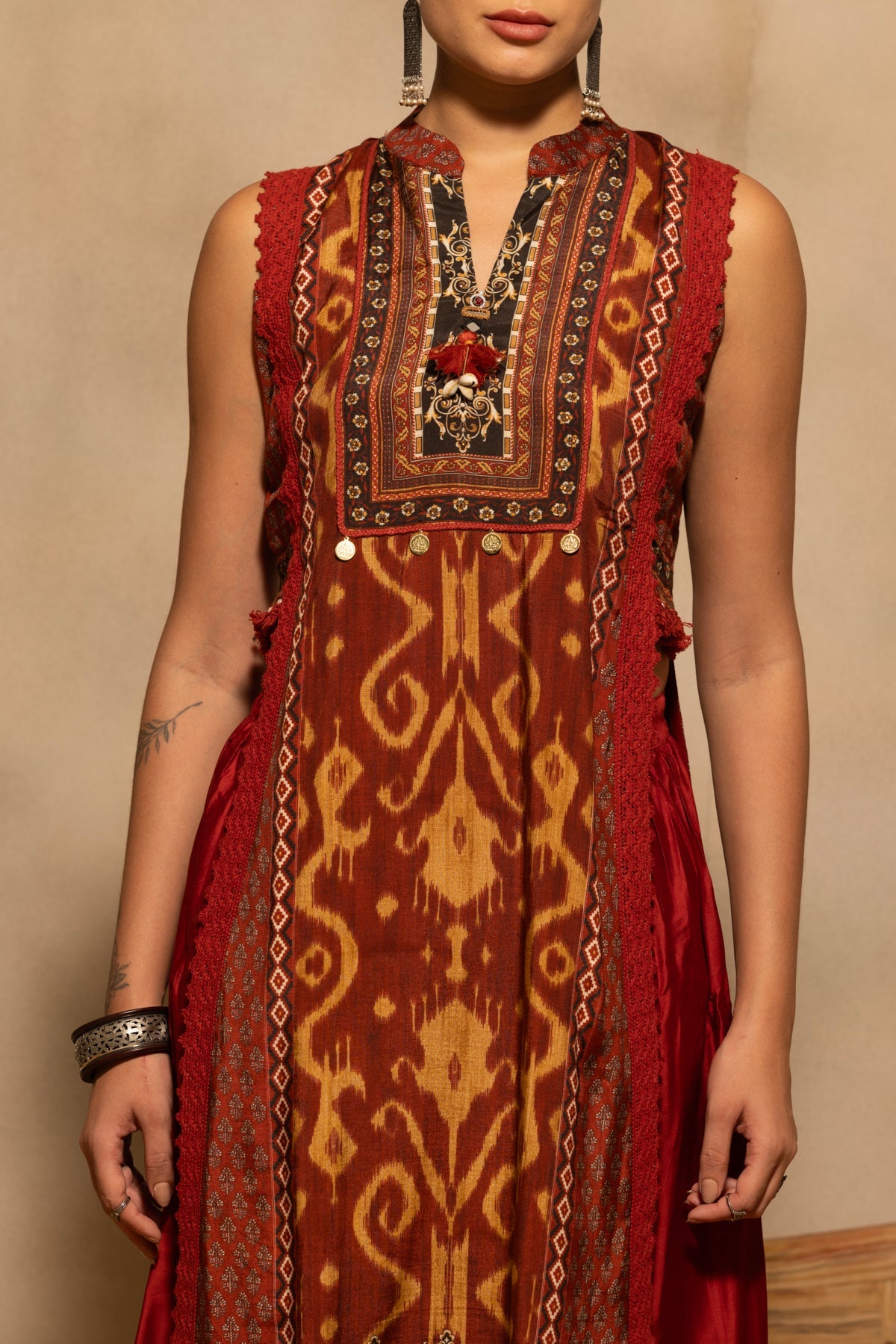 Rust Printed Kurta 2 Pcs Set