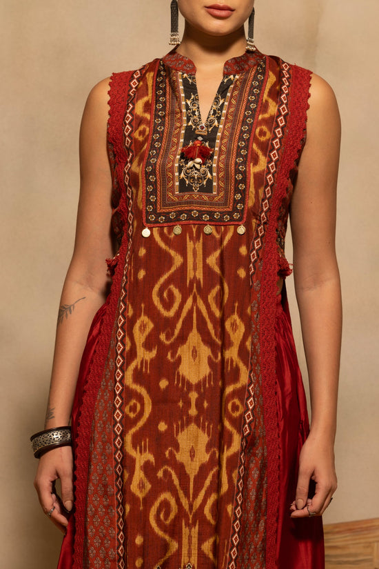 Rust Printed Kurta 2 Pcs Set