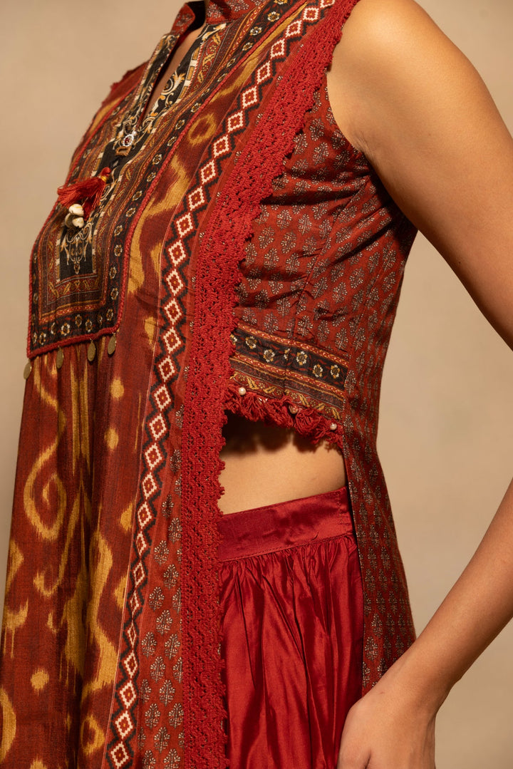 Rust Printed Kurta 2 Pcs Set