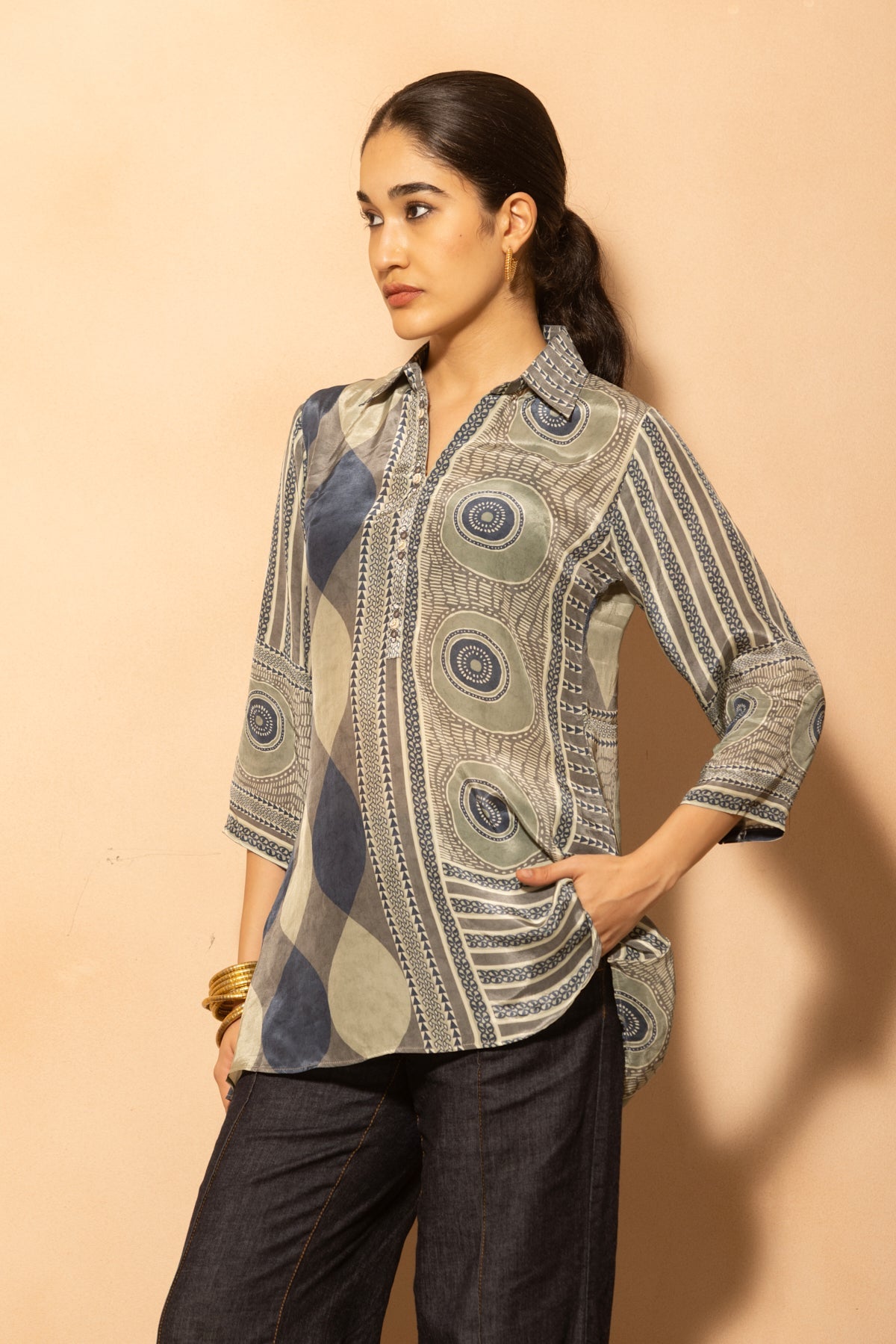 Multi Abstract Printed Top