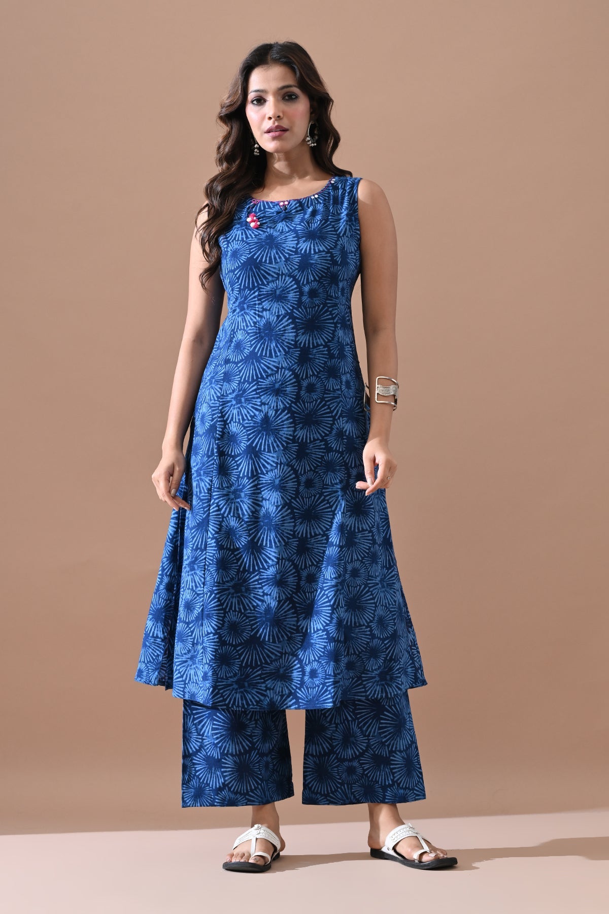 Blue Printed Kurta 2 Pcs Set