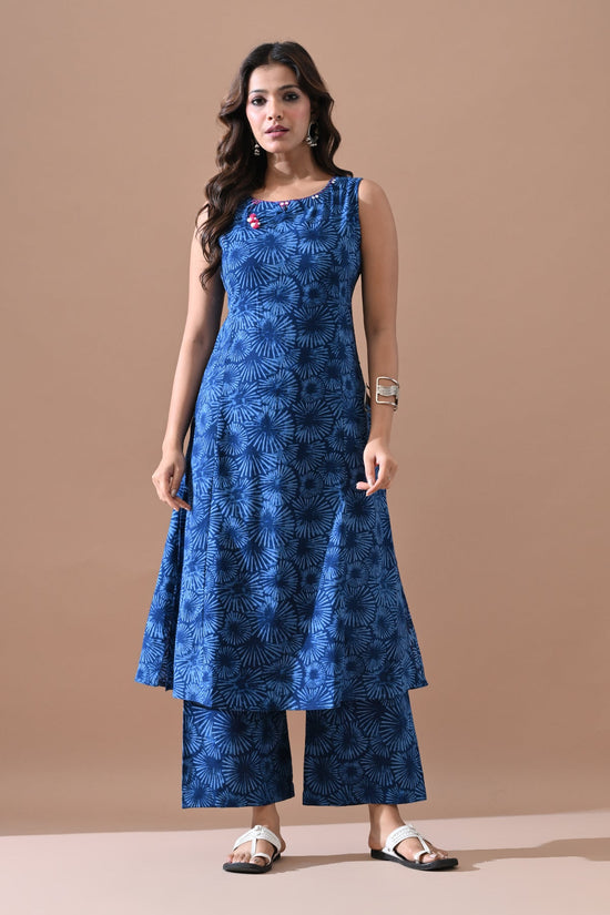 Blue Printed Kurta 2 Pcs Set