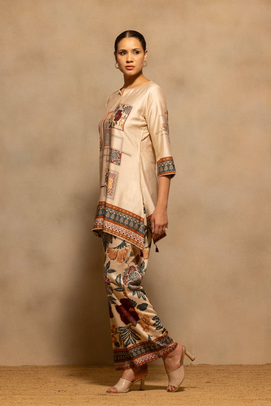 Beige Floral Printed Co-Ord Set