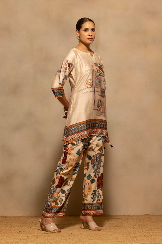 Beige Floral Printed Co-Ord Set
