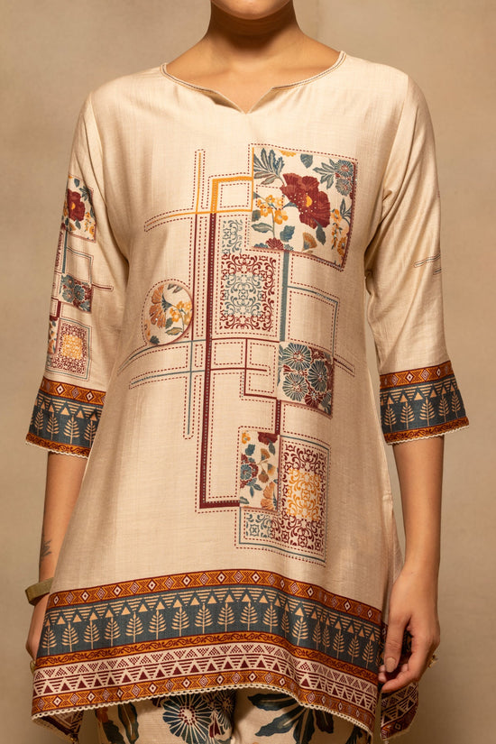 Beige Floral Printed Co-Ord Set