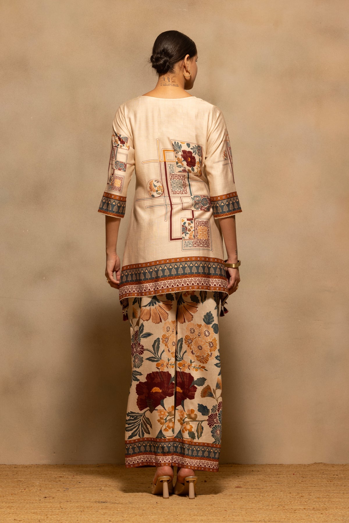 Beige Floral Printed Co-Ord Set