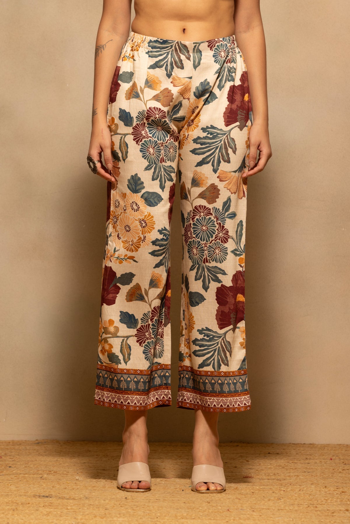 Beige Floral Printed Co-Ord Set