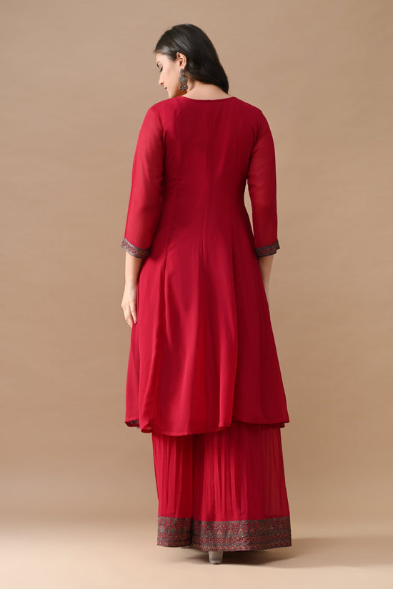 Pink Embroidered Kurta 3 Pcs Set