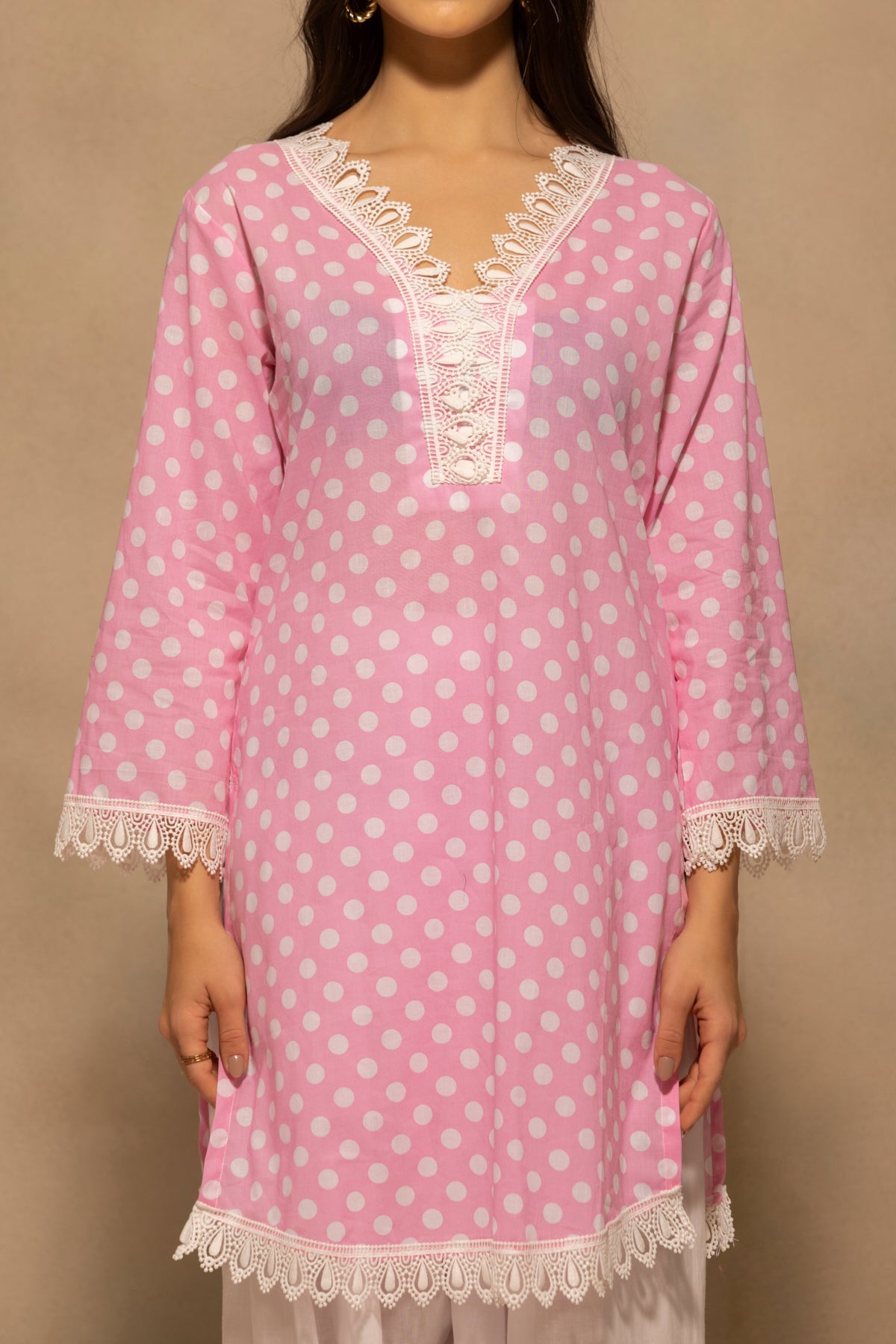 Pink Printed Polka Dot Co-Ord Set