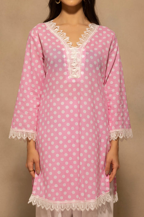 Pink Printed Polka Dot Co-Ord Set