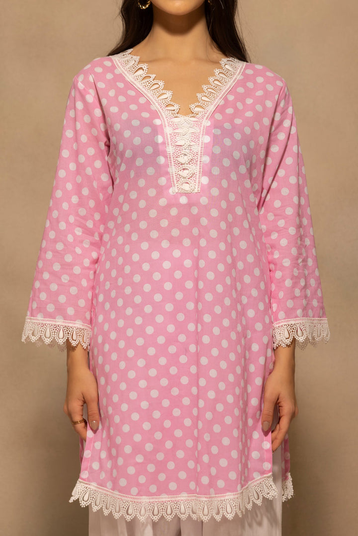 Pink Printed Polka Dot Co-Ord Set