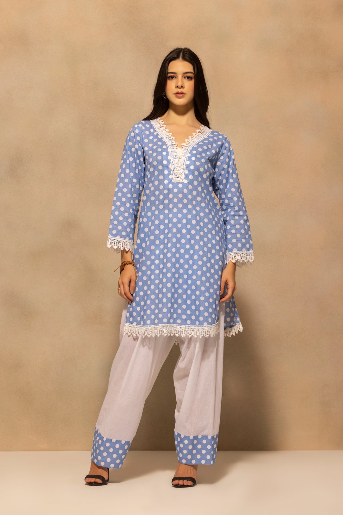 Blue Printed Polka Dot Co-Ord Set
