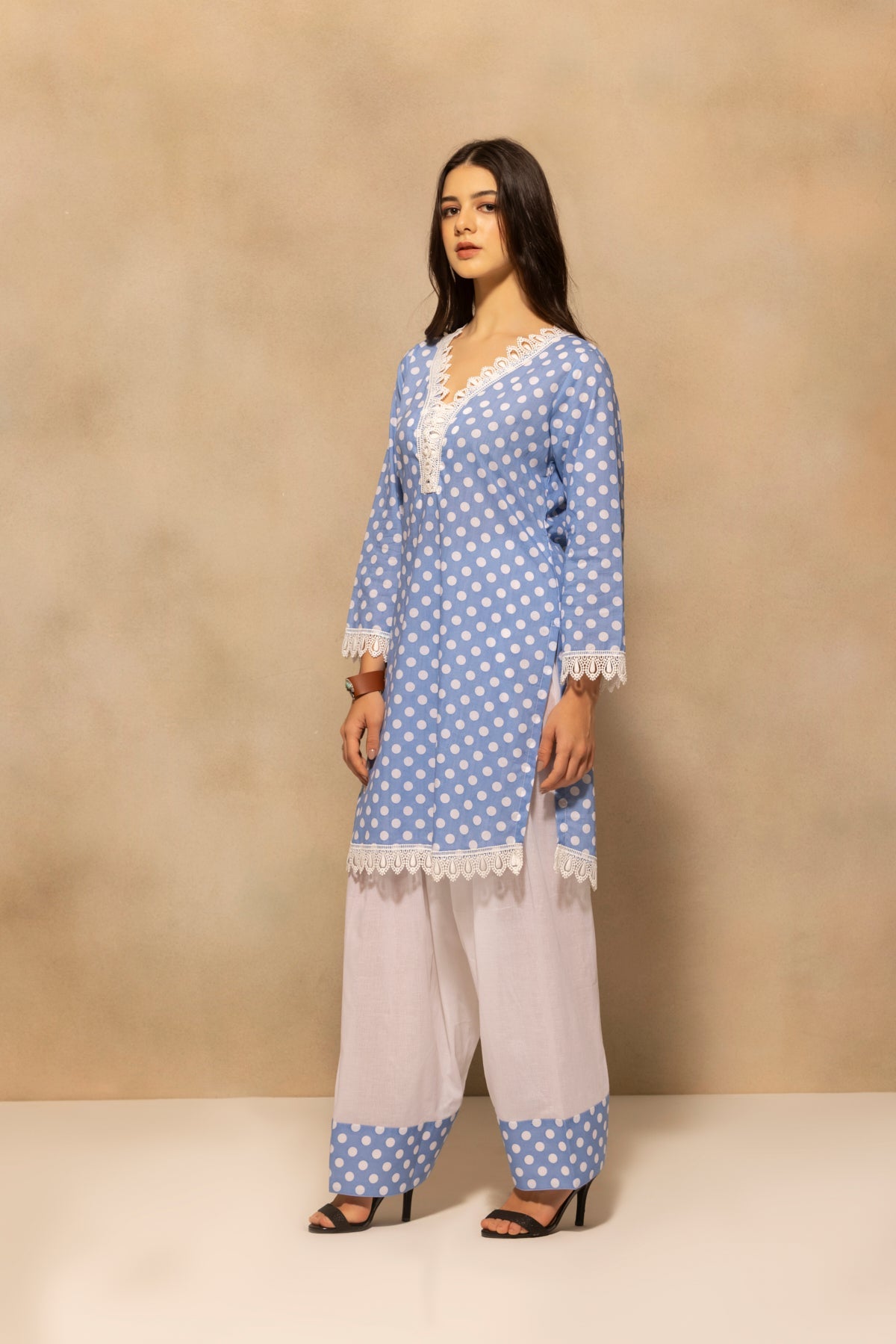 Blue Printed Polka Dot Co-Ord Set