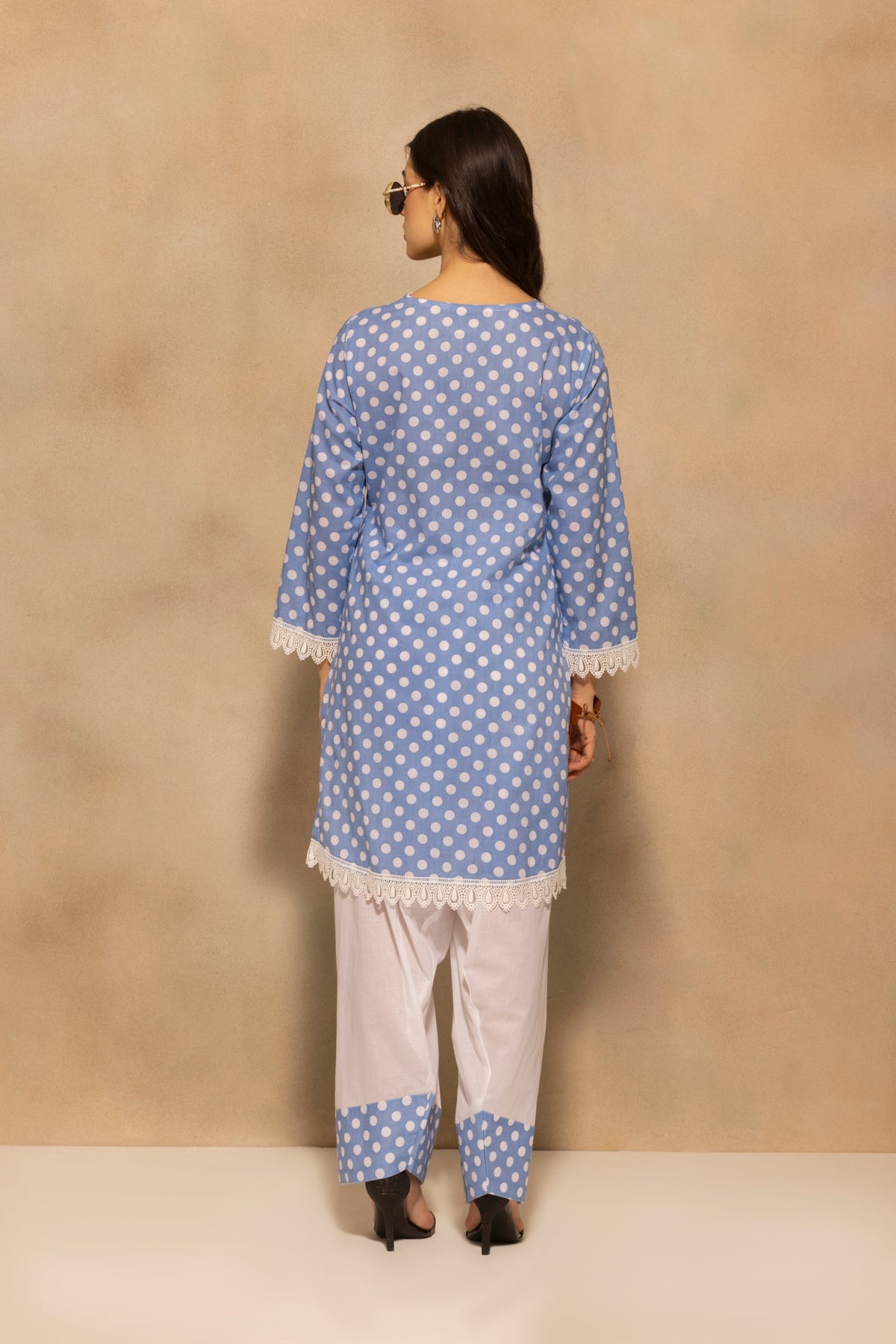Blue Printed Polka Dot Co-Ord Set