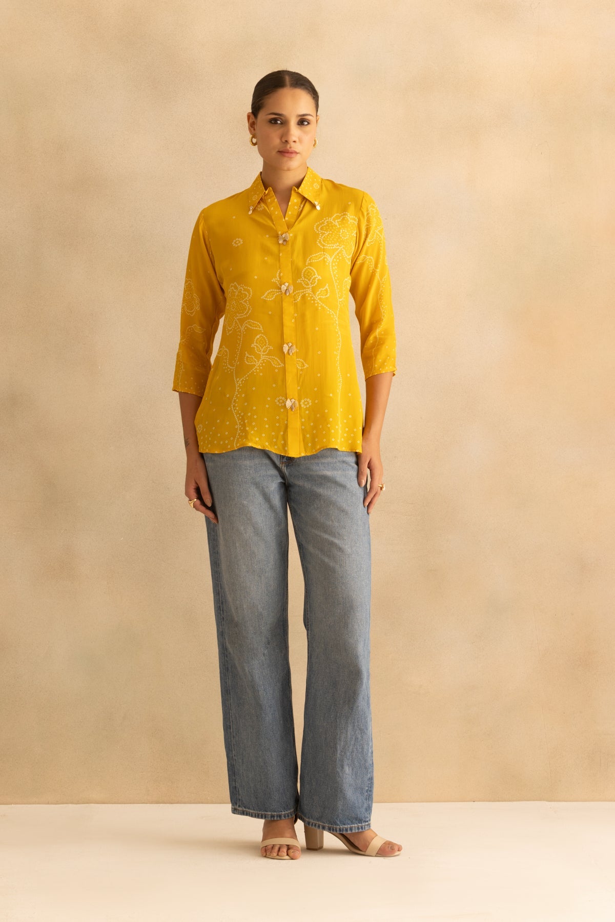 Yellow Bandhani Printed Top
