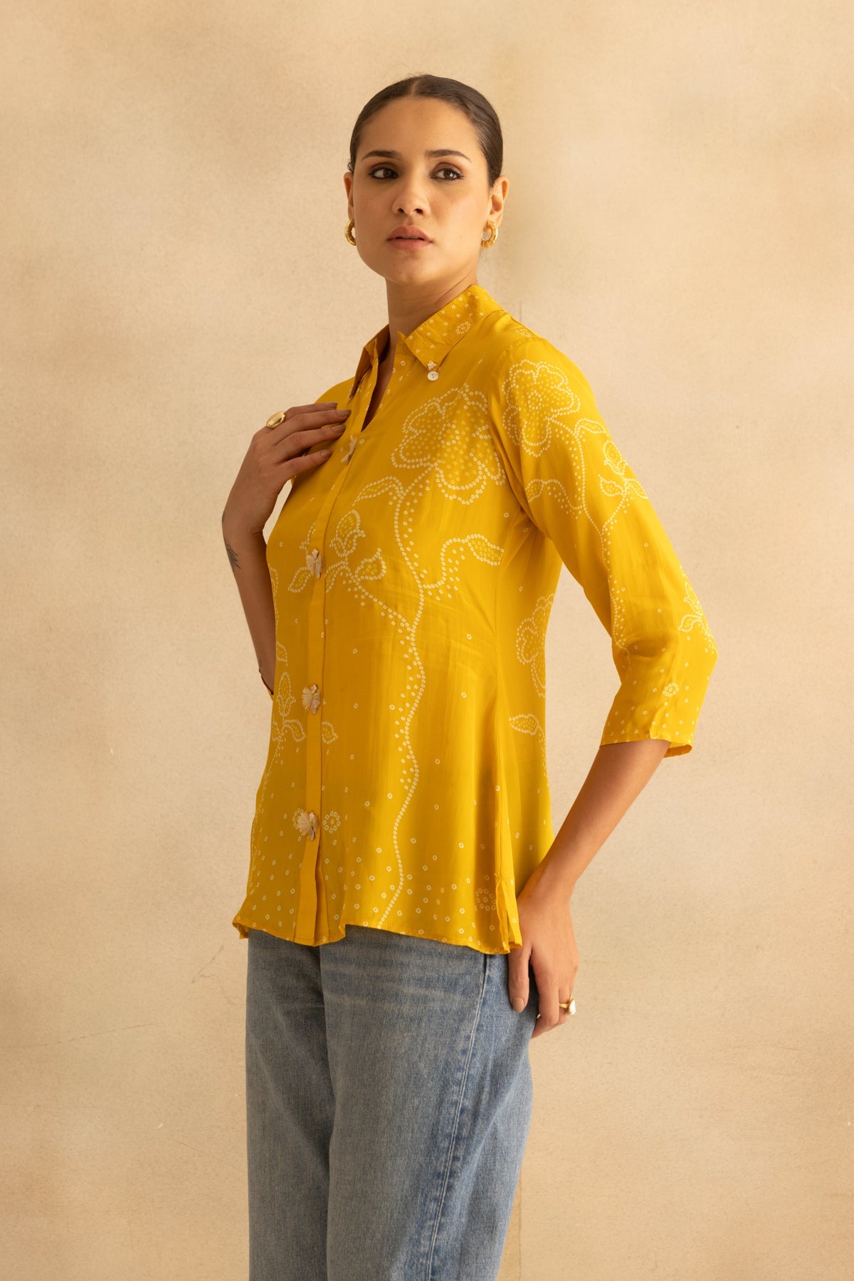 Yellow Bandhani Printed Top
