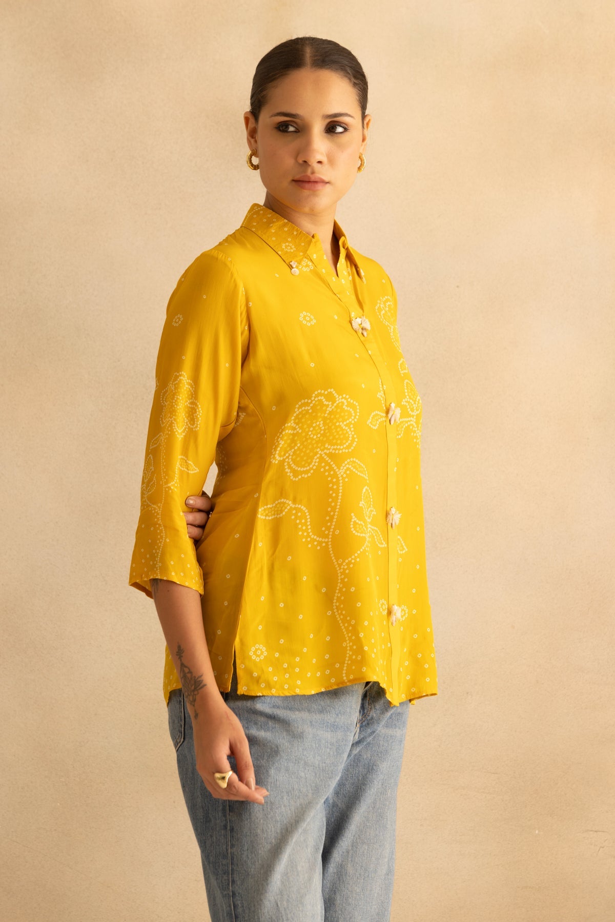 Yellow Bandhani Printed Top