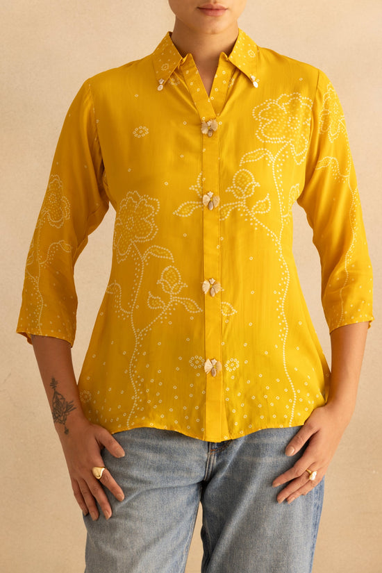 Yellow Bandhani Printed Top