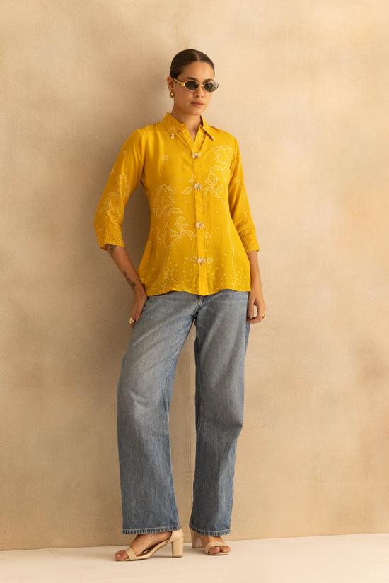 Yellow Bandhani Printed Top