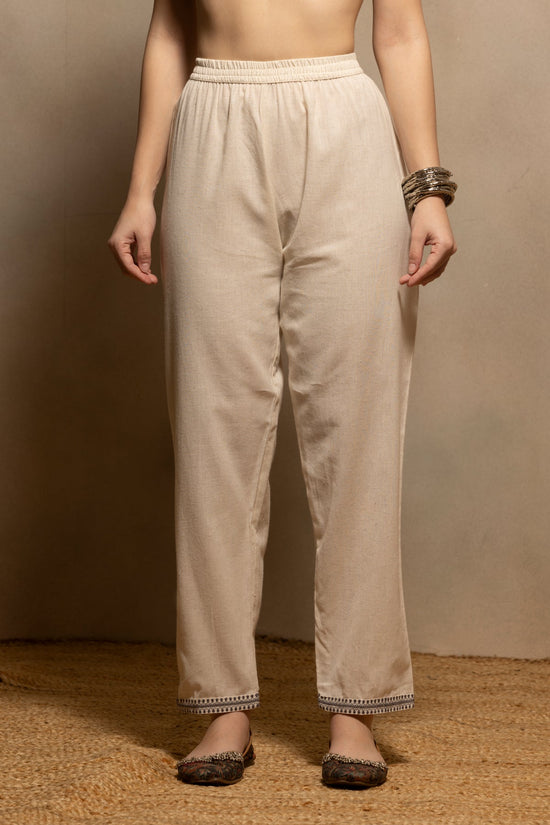 Cream Embroidered A-line Kurta 2 Pcs Set