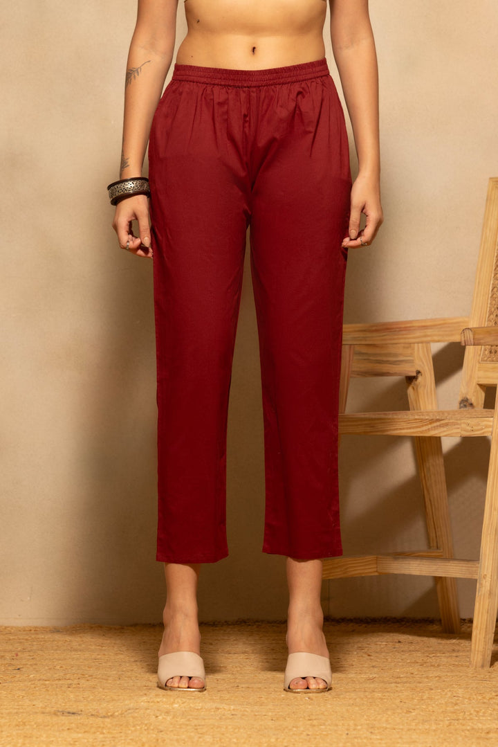 Maroon Printed Flared Kurta 3 Pcs Set