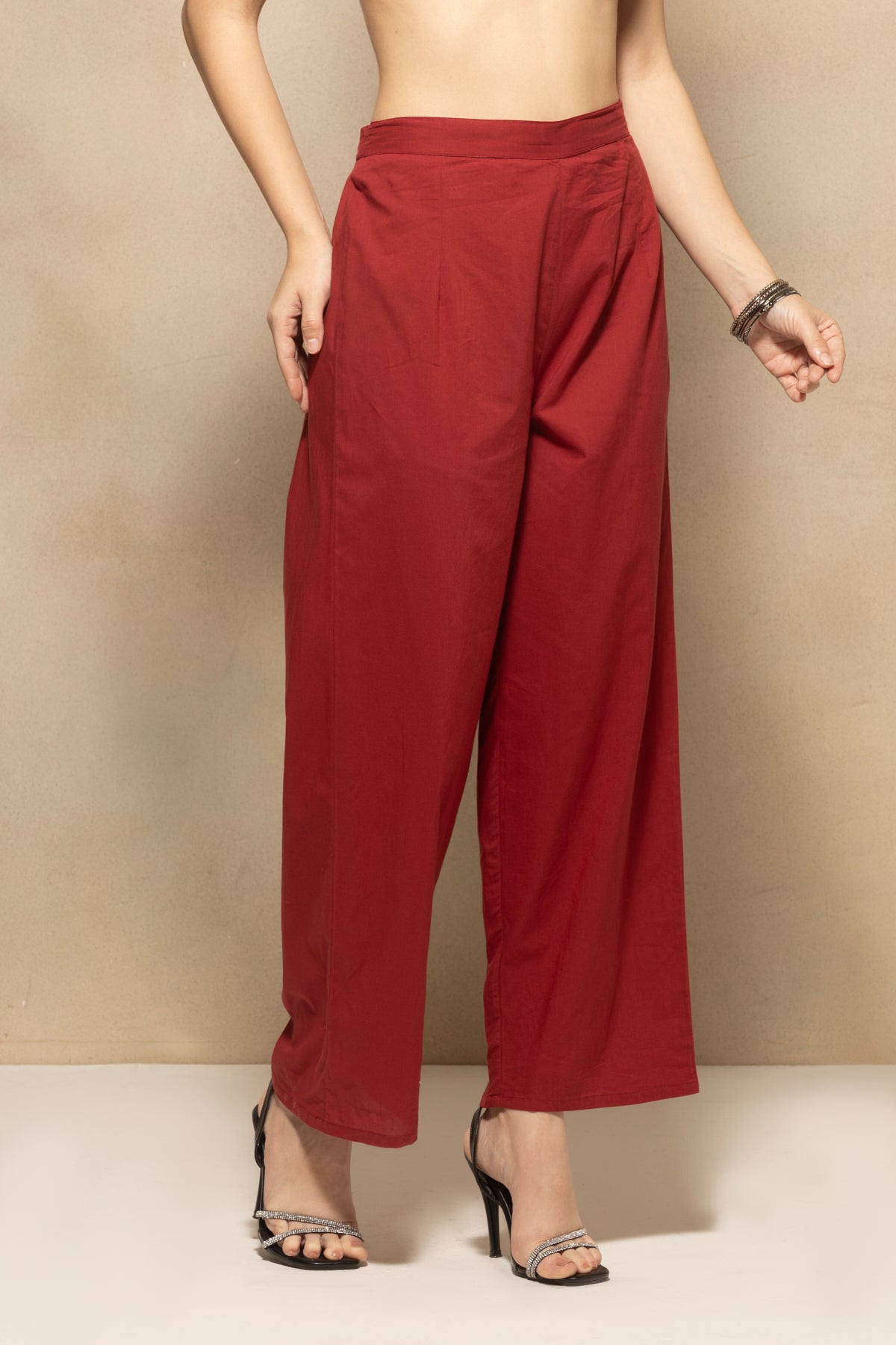 Maroon Printed Flared Kurta 3 Pcs Set