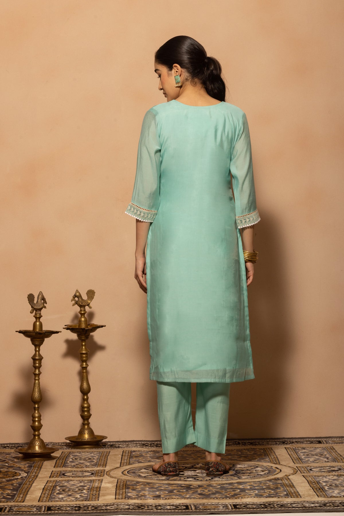 Green Embroidered Kurta 3 Pcs Set