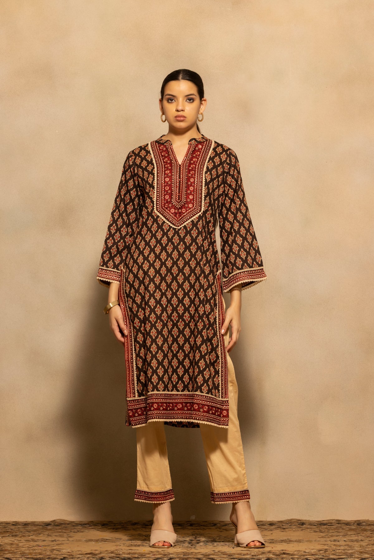 Black Printed Kurta 2 Pcs Set
