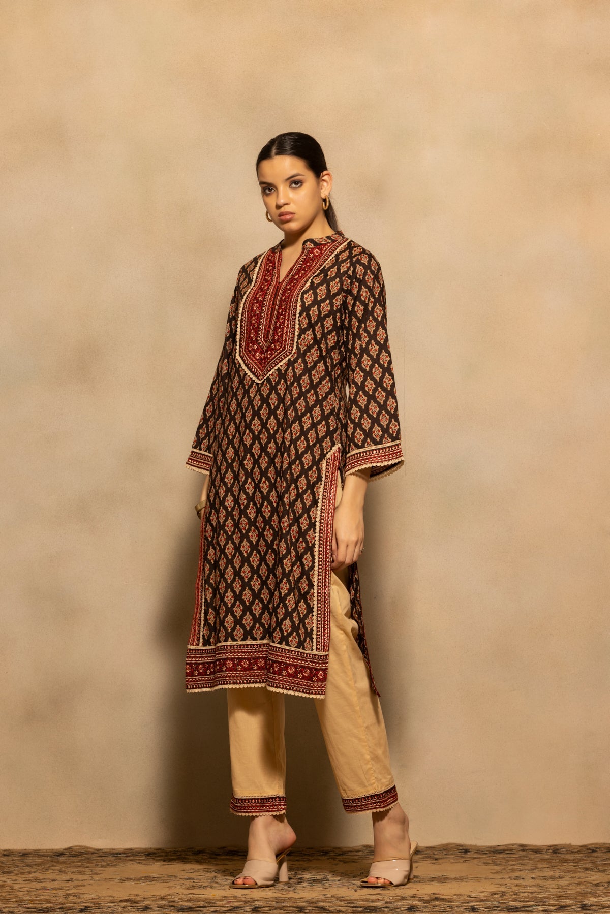 Black Printed Kurta 2 Pcs Set