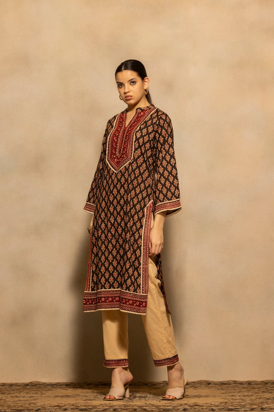 Black Printed Kurta 2 Pcs Set