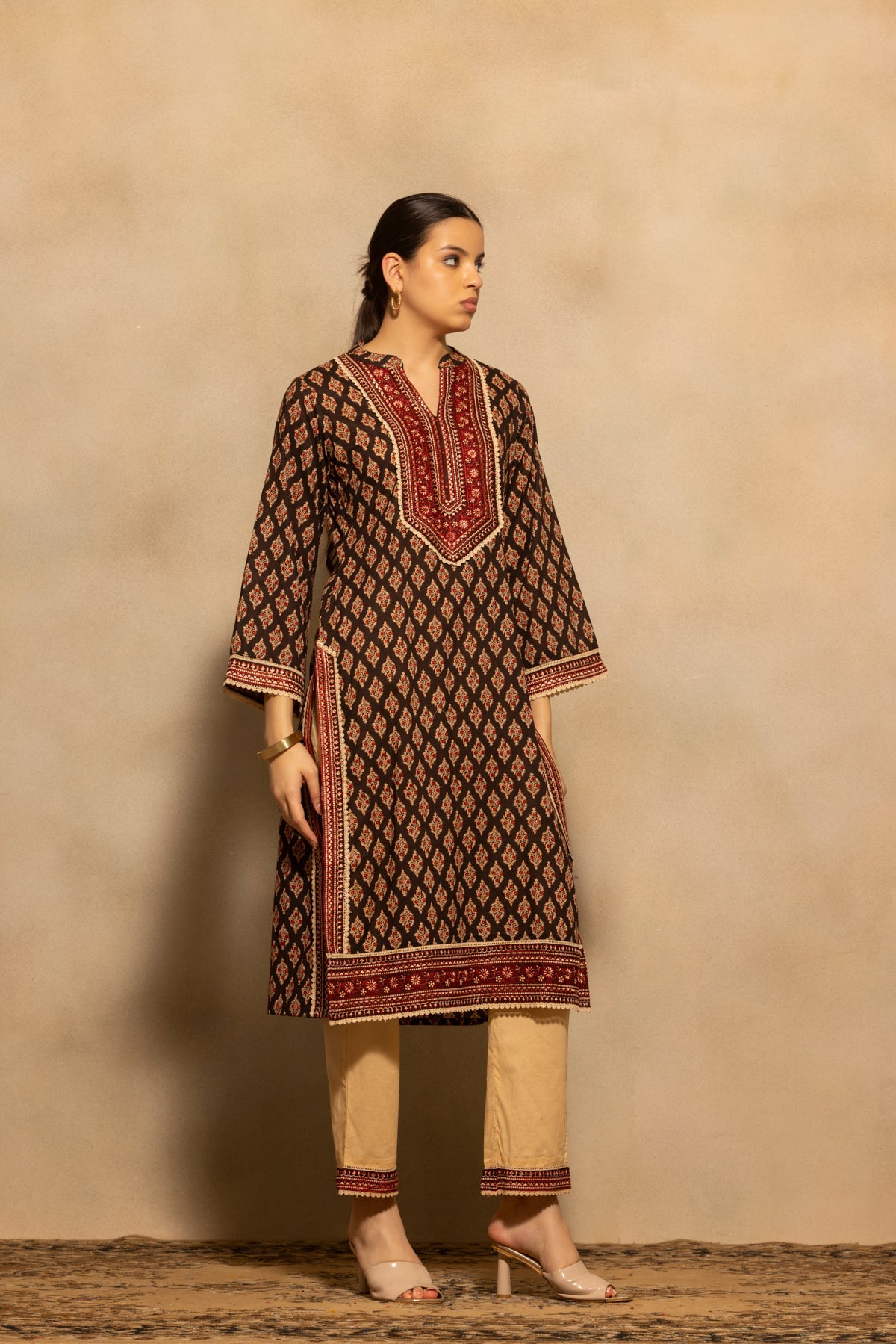 Black Printed Kurta 2 Pcs Set