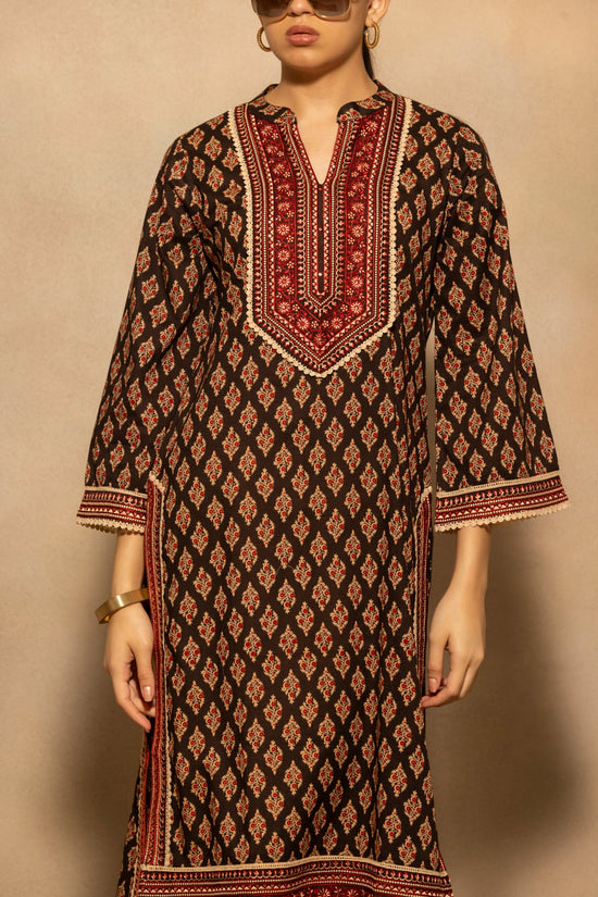 Black Printed Kurta 2 Pcs Set