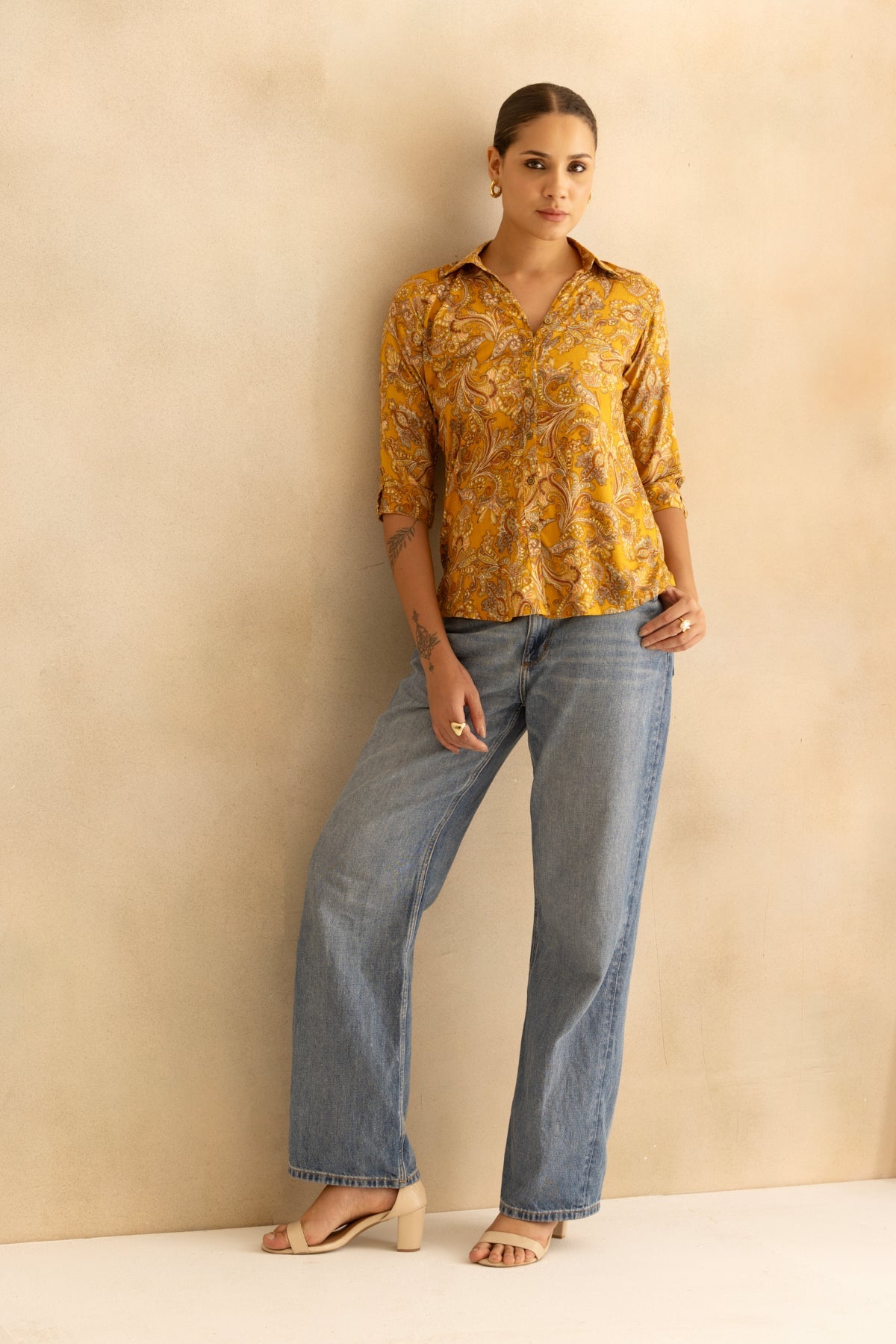 Mustrard Printed Top