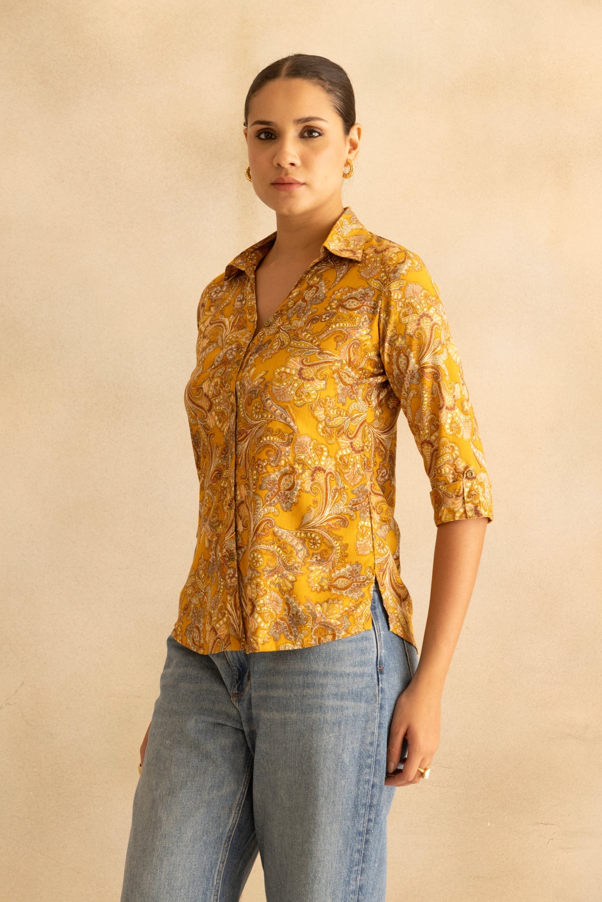 Mustrard Printed Top