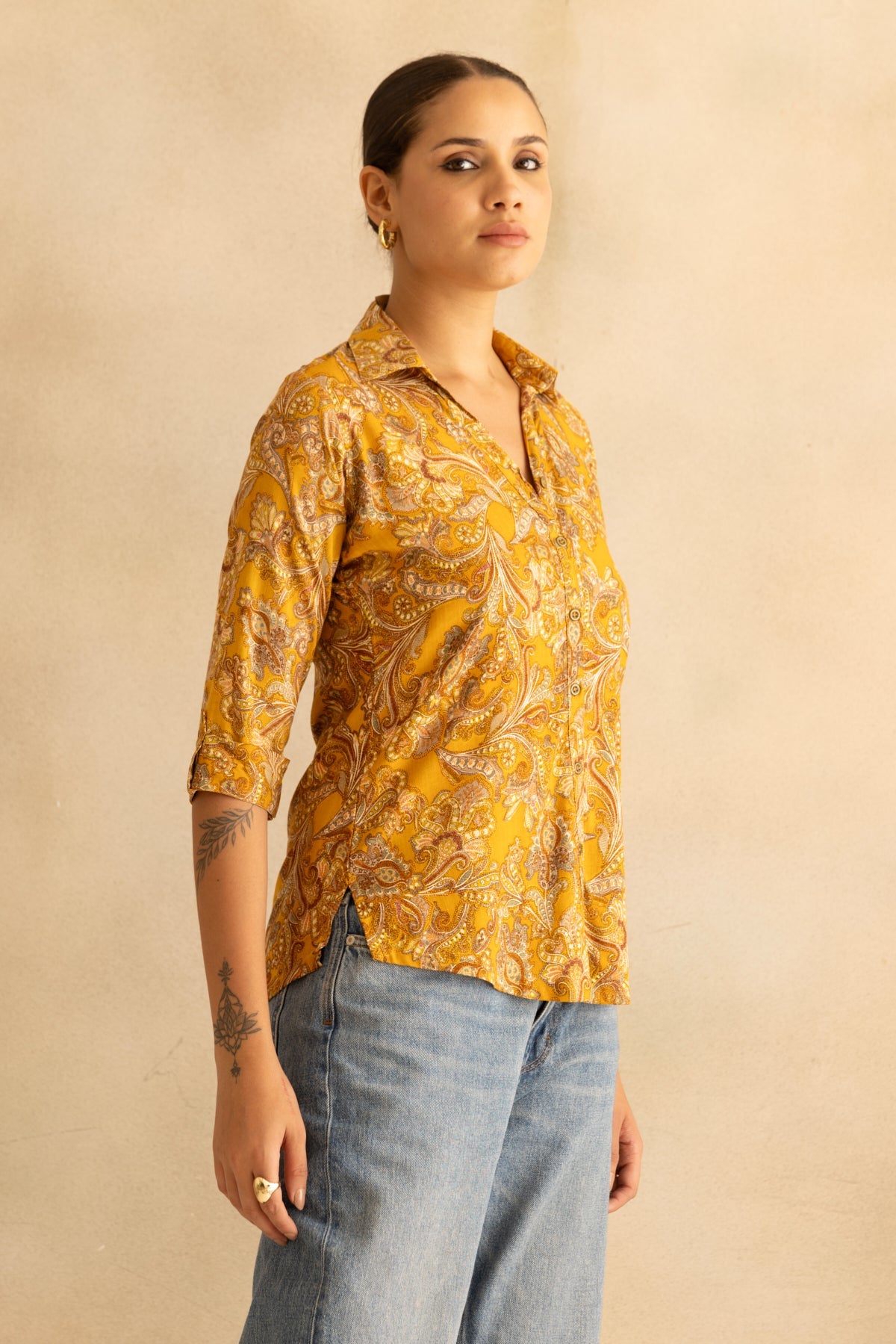 Mustrard Printed Top