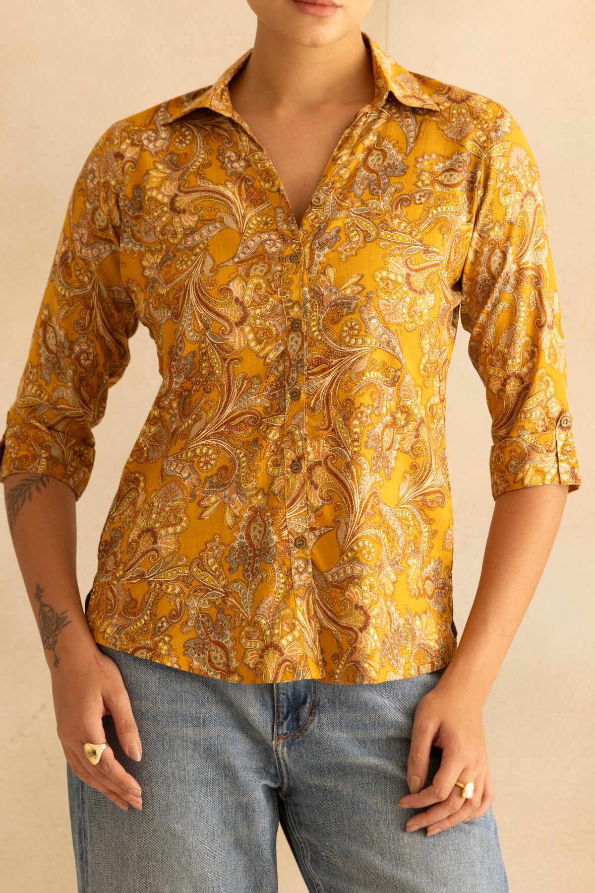 Mustrard Printed Top