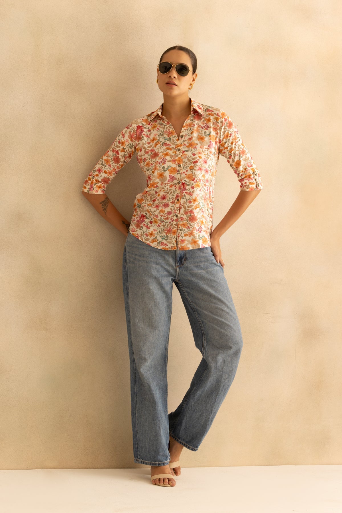 Cream Multi Floral Printed Top
