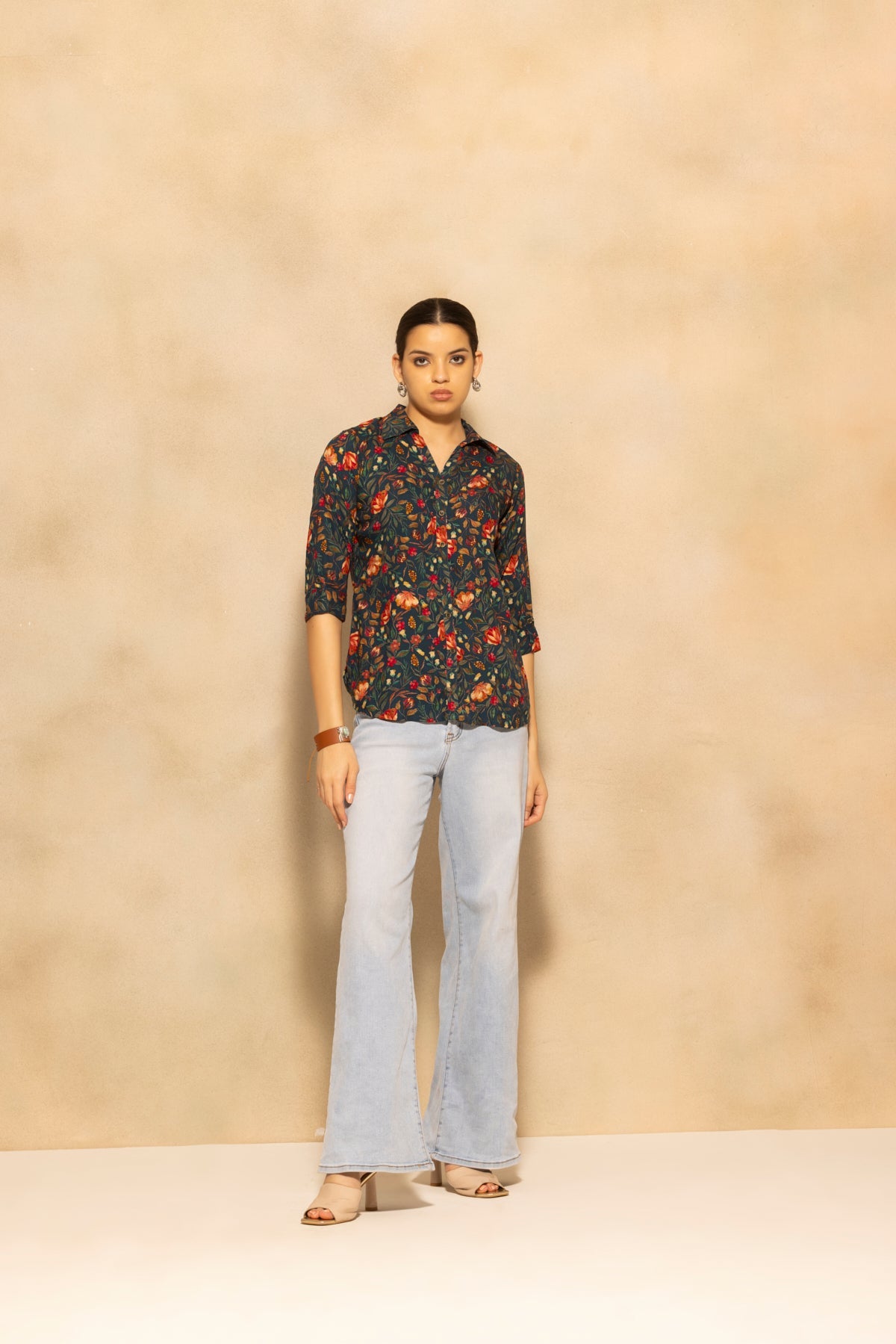 Teal Floral Printed Top