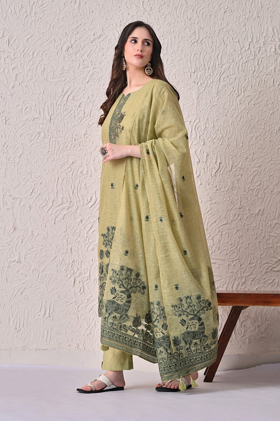 Light Green Self-Design Kurta 3 Pcs set