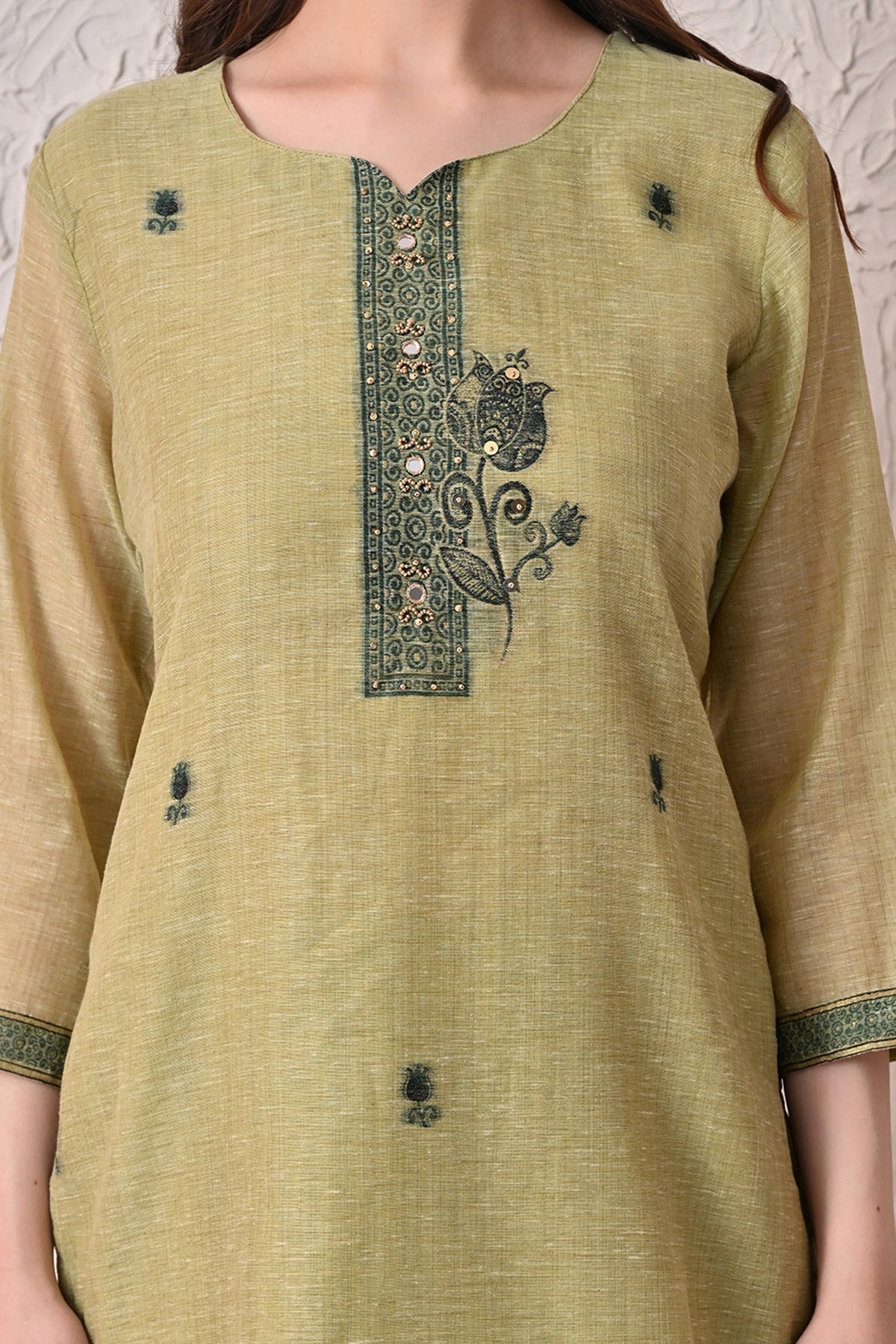 Light Green Self-Design Kurta 3 Pcs set