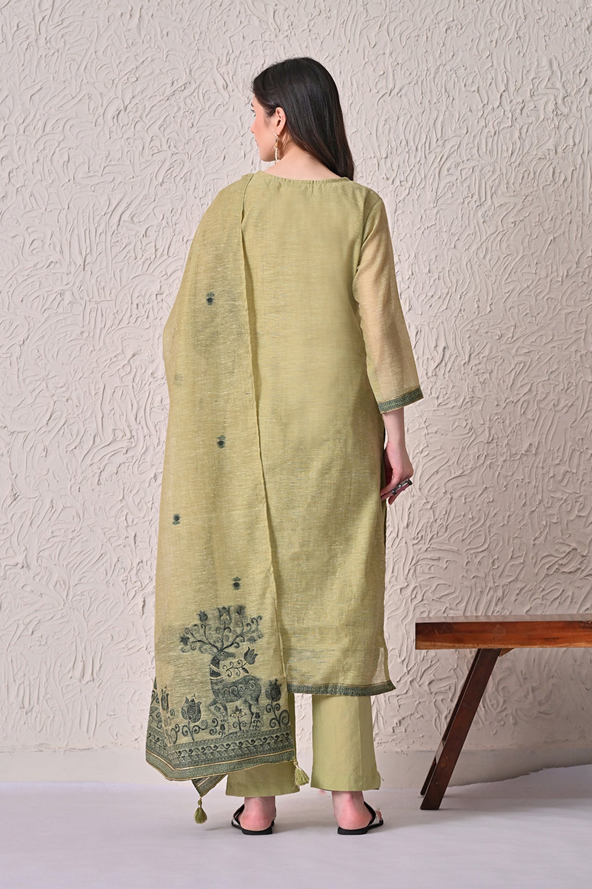 Light Green Self-Design Kurta 3 Pcs set