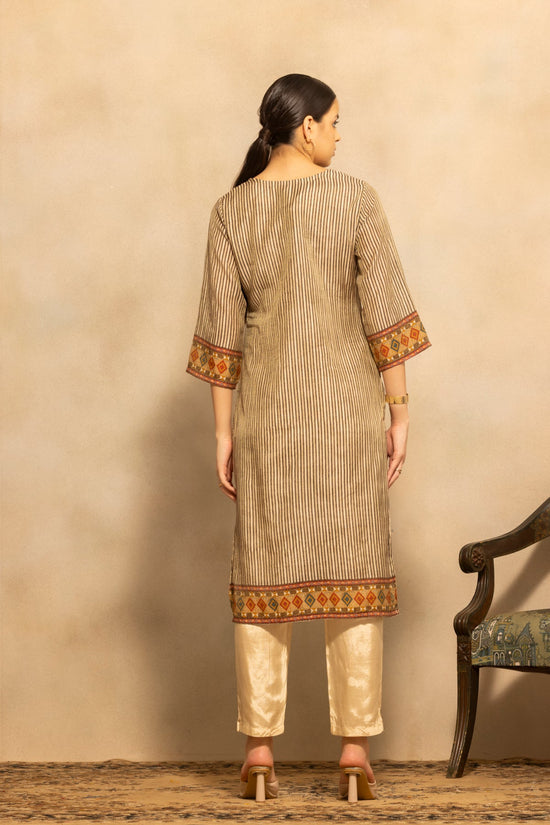 Beige Printed Kurta 3 Pcs Set
