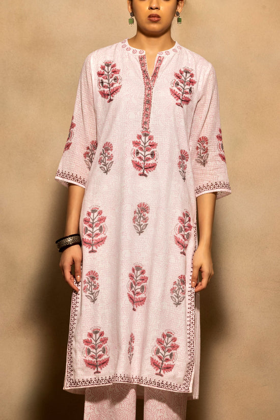 White Printed Kurta 3 Pcs Set