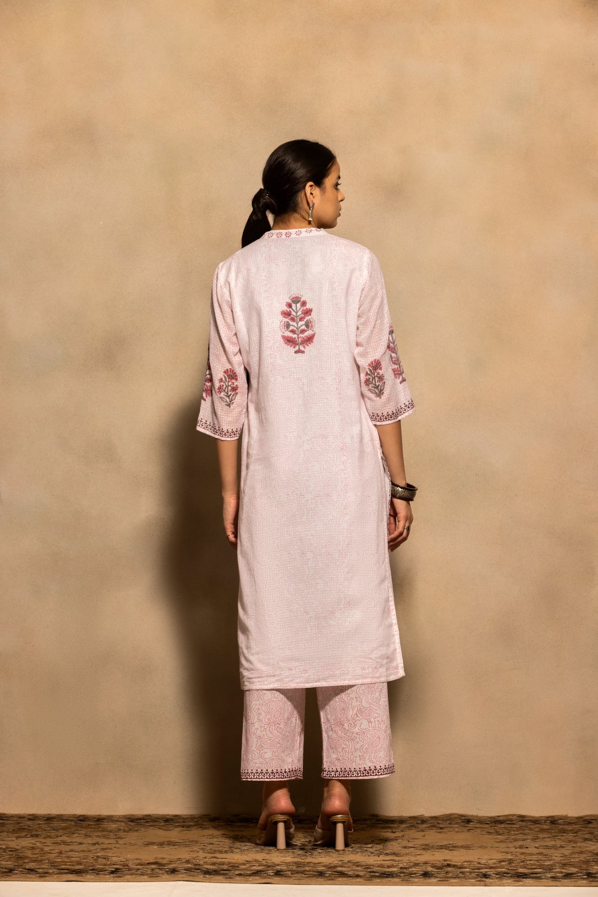 White Printed Kurta 3 Pcs Set