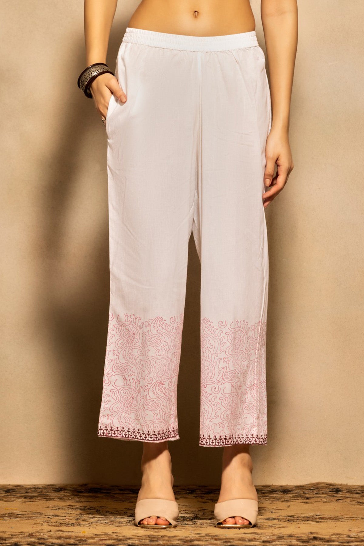 White Printed Kurta 3 Pcs Set