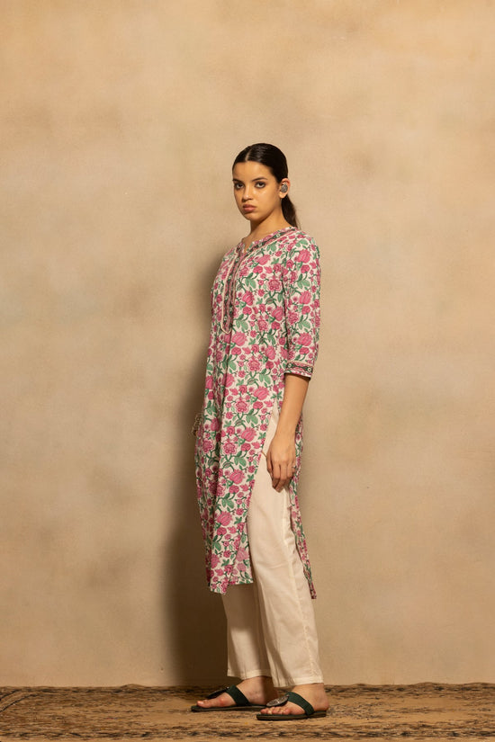 Cream Floral Printed Kurta 3 Pcs Set