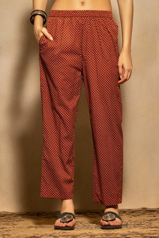 Rust Block Printed Kurta 3 Pcs Set